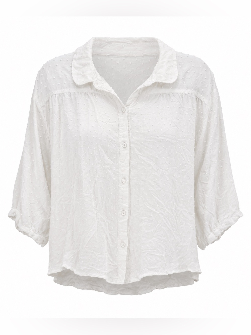 Free People causal Swiss dot button down, large
